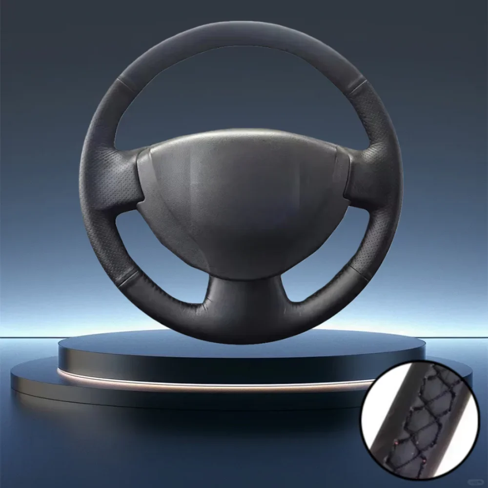 

Кожаный чехол на руль автомобиля из микрофибры для Renault Logan 1 Sandero 1 Clio 2 Lada Largus 1 Nissan Almera 3 (G15)