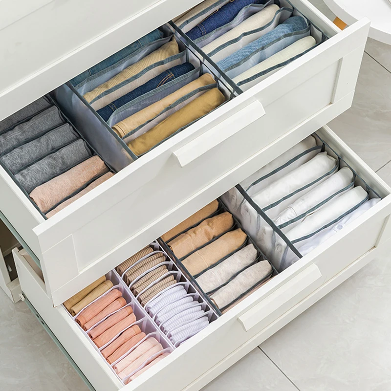 

Clean and Hygienic Jeans Compartment Storage Box Closet Clothes Drawer Mesh Partition Trouser Partition Household Storage Rack