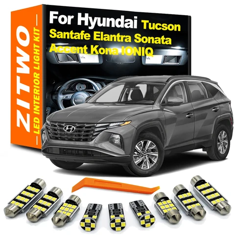 ZITWO светодиодный комплект внутренней купольной лампы для Hyundai Tucson Santafe Grand Santa Fe XL Elantra Accent Sonata Kona N Ioniq EV