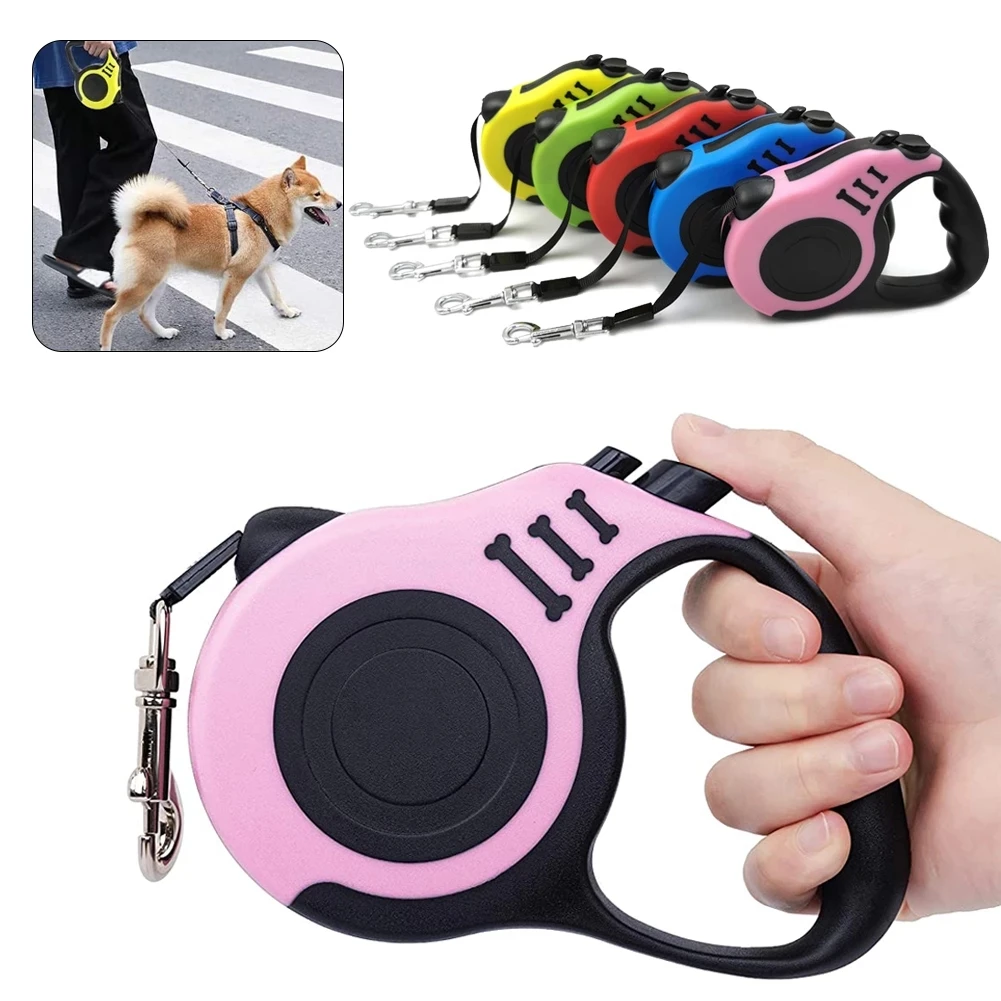 

Retractable 3/5M Dog Leash Automatic Nylon Puppy Cat Traction Rope Belt Pets Walking Leashes for Small Medium Dogs 4 Colors