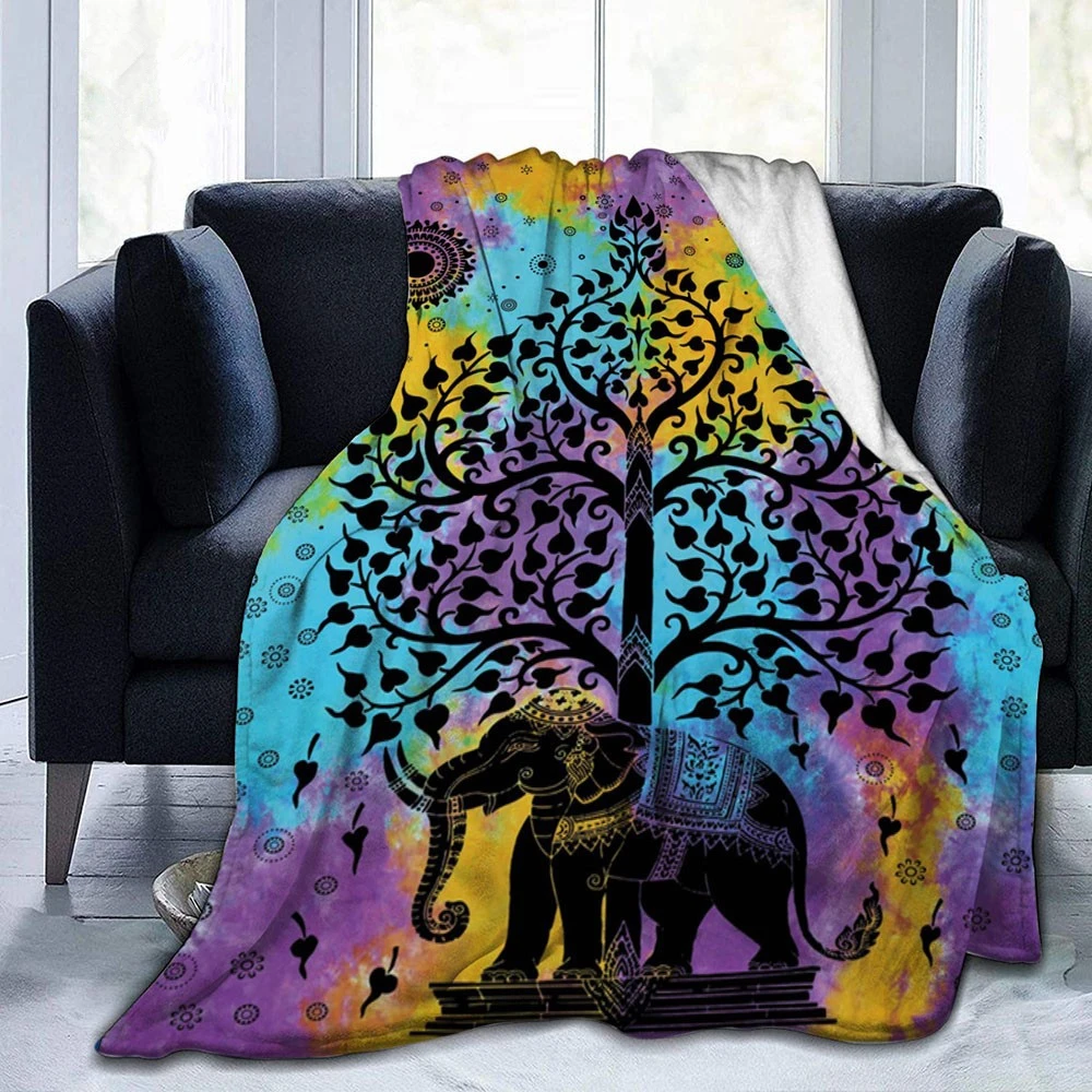 

Blanket for Sofa Bed Mandala Elephant India Style Galaxy Tree Book Multi Sizes Psychedelic Blanket for Bedding Throw Blankets