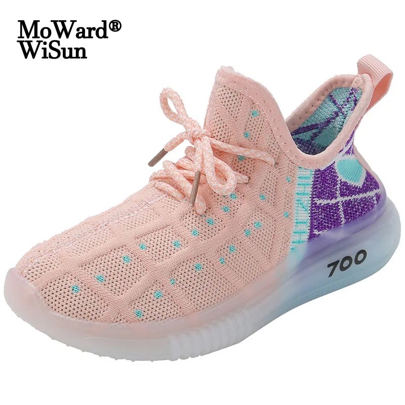 

Детские кроссовки для мальчиков и девочек, дышащая сетчатая повседневная обувь, Нескользящие, для бега, для тенниса, размеры 27-38