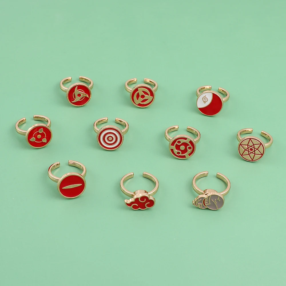 Женское кольцо, вращающееся открытое модное ювелирное изделие для косплея с красным облаком, симпатичное металлическое Золотое кольцо для мальчиков и девочек