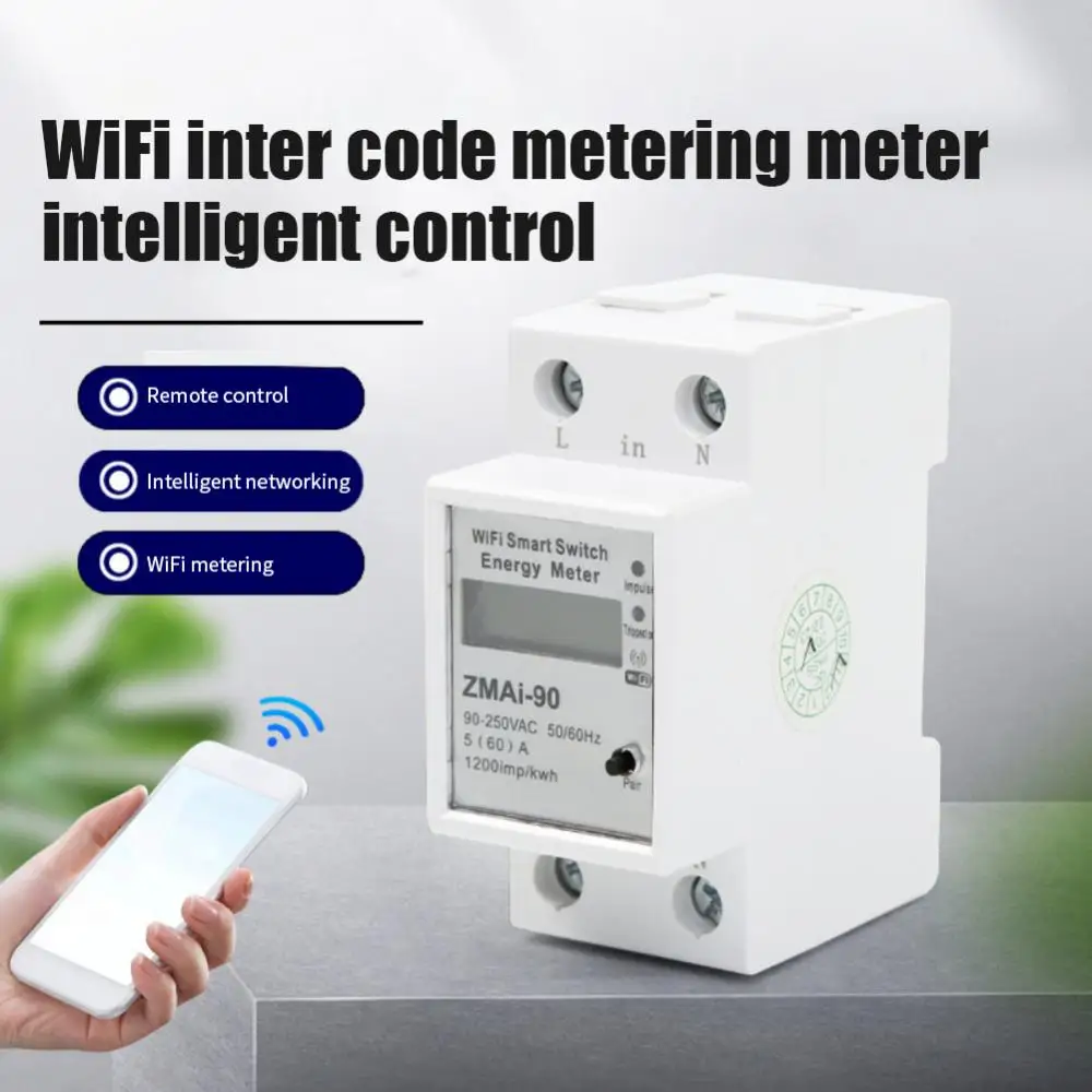 

Tuya Single Phase Din Rail Wifi Smart Energy Meter Power Consumption Kwh Meter Wattmeter Support Smartlife Alexa Google Home