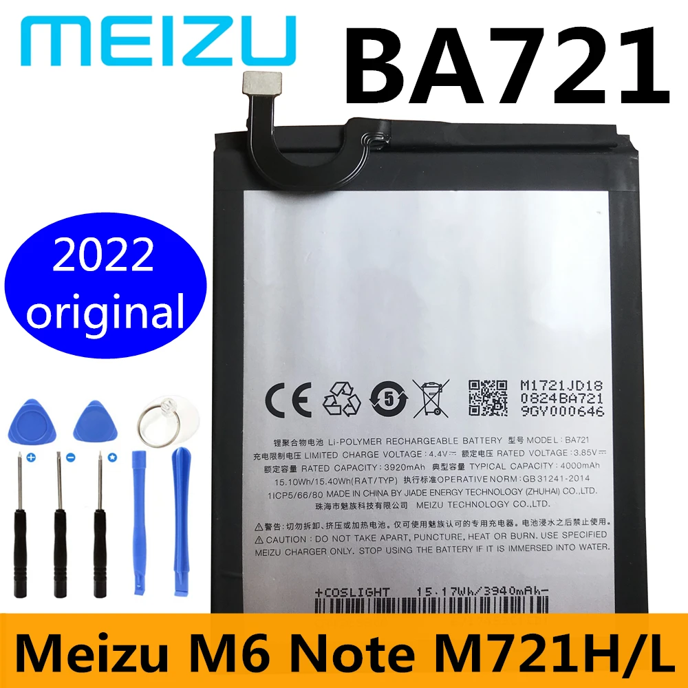 

Original BA721 4000mAh Battery For Meizu M6 Note M721H M721L Mobile Phone Batteries