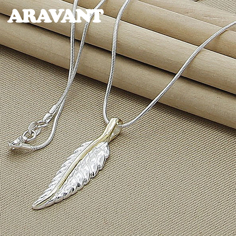 Подвеска из серебра 925 пробы с перьями ожерелье цепи змеи для женщин и мужчин