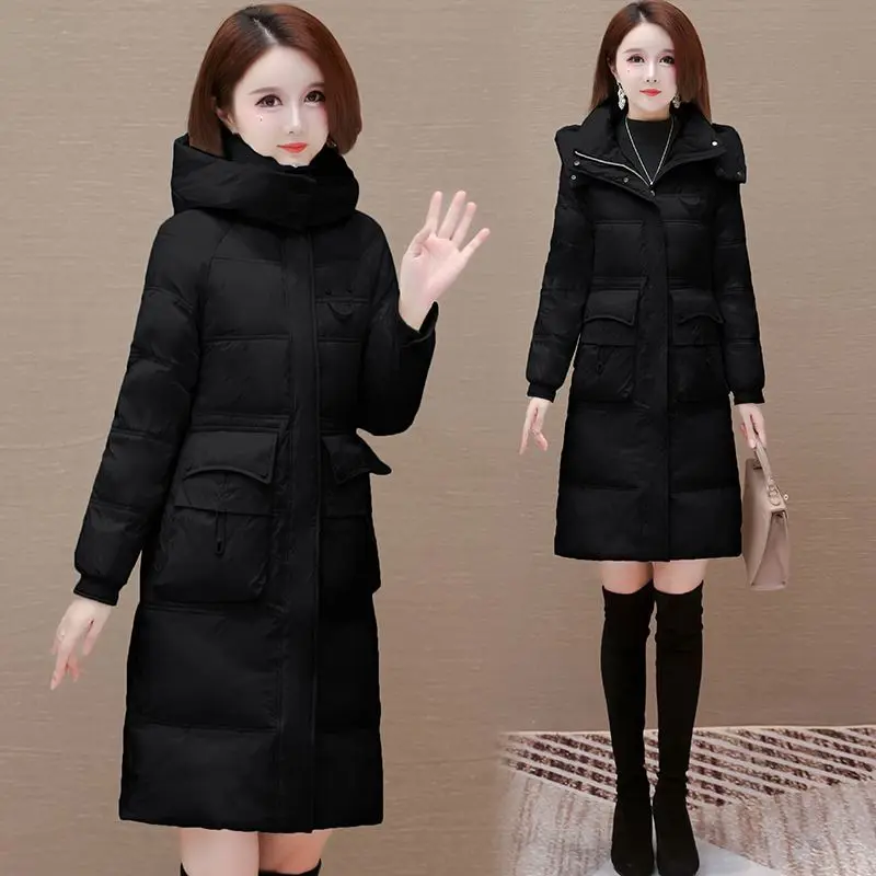 Модный элегантный пуховик с капюшоном в стиле вестерн женский зимний 2024 новая