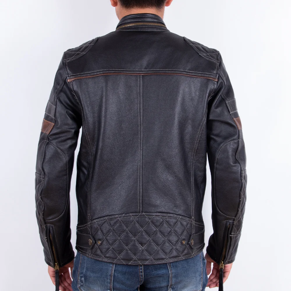 

Autumn 2023 Vintage Black Men's Jacket for Genuine Motorcycle Style Natural Cowhide Leather Coat Fashion Slim Fit Clothes