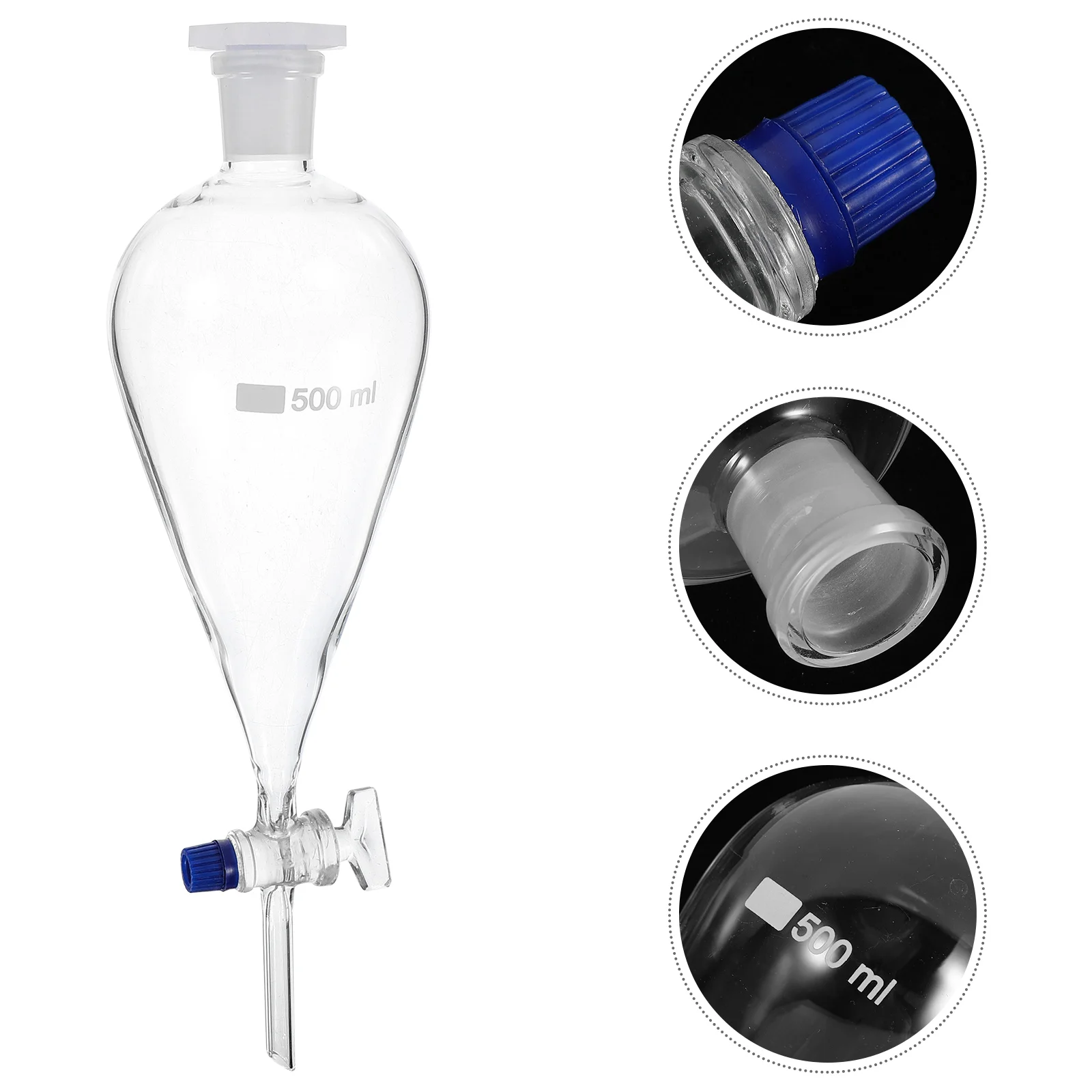 

Pear Shaped Separatory Funnel Labs Experiment Glass Separating Beaker 500ml Ptfe Laboratory