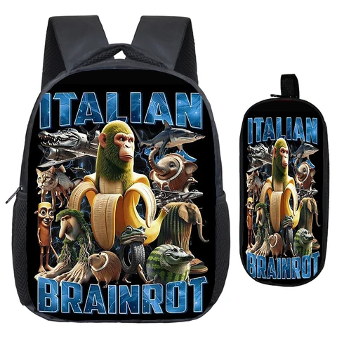 Итальянский рюкзак Brainrot для мальчиков и девочек, балерина, капучиcina, мультяшная сумка для книг, школьная сумка для малышей, детского сада, сумка-карандаш