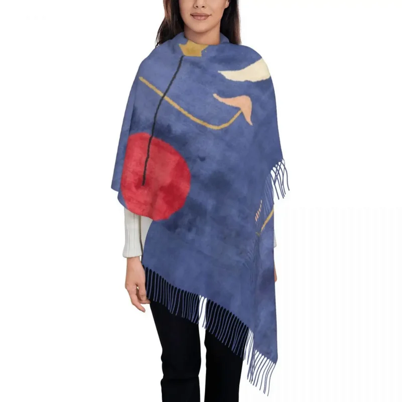 

Lady Large Spanish Dancer Scarves Women Winter Soft Warm Tassel Shawl Wraps Joan Miro Abstract Art Scarf