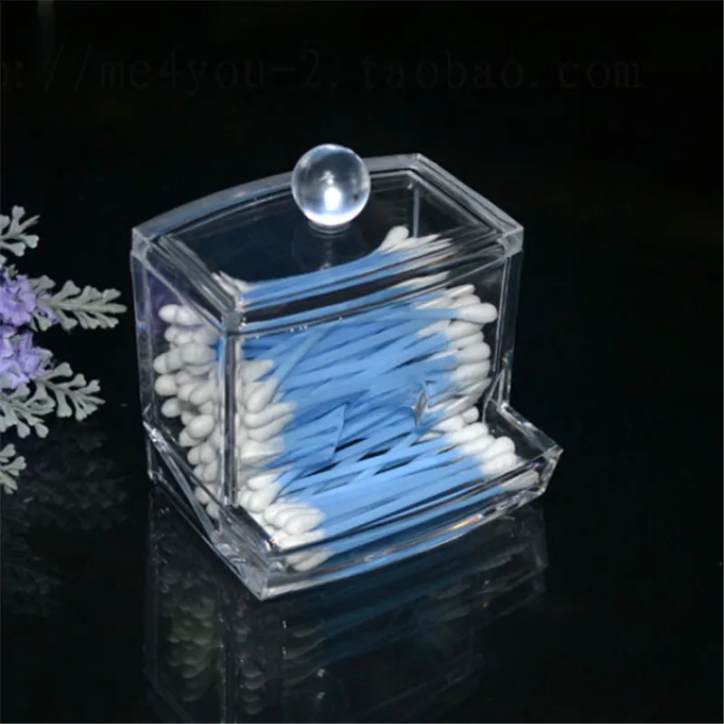 Acrylic Cotton Swabs Storage Holder Box Portable Transparent Makeup Cotton Pad Cosmetic Container Jewelry Organizer Case images - 6