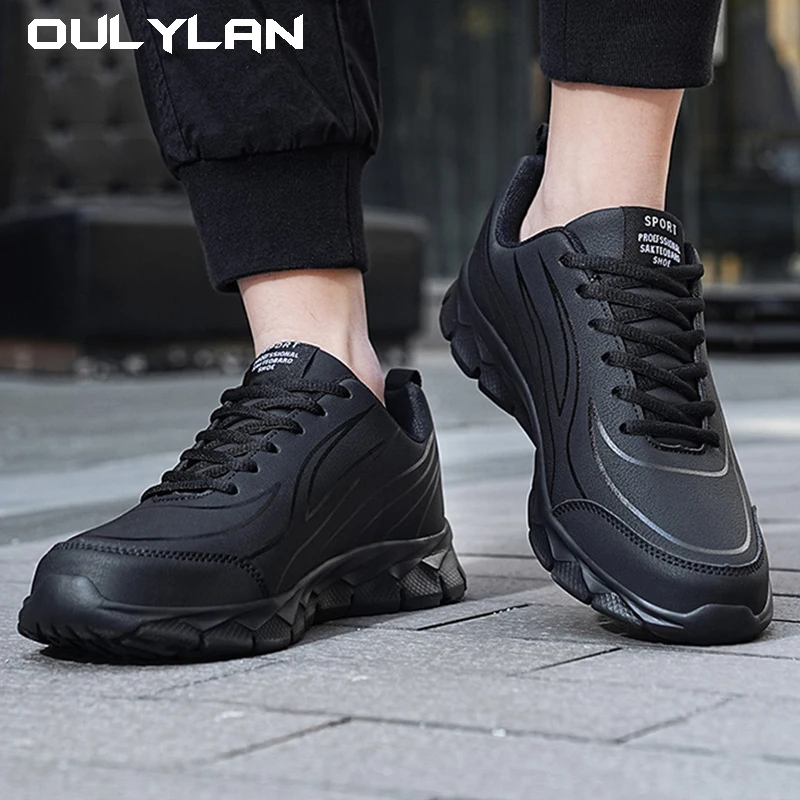 Мужские зимние кожаные кроссовки высокого качества легкая нескользящая