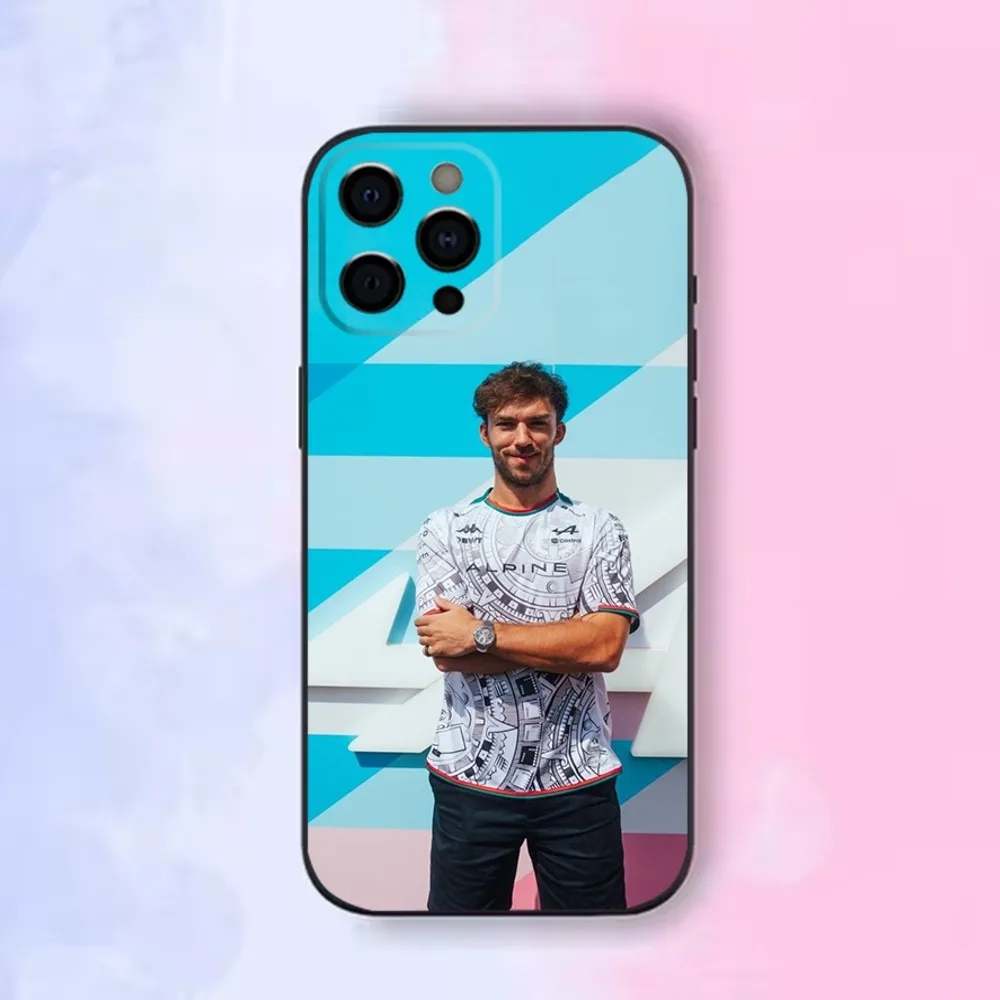 F1 10 P-Pirre G-Gasly Phone Case For iPhone16 15 14 13 12 Mini 11 Pro XR X XS MAX 7 8 Plus Silicone Cover Soft Black