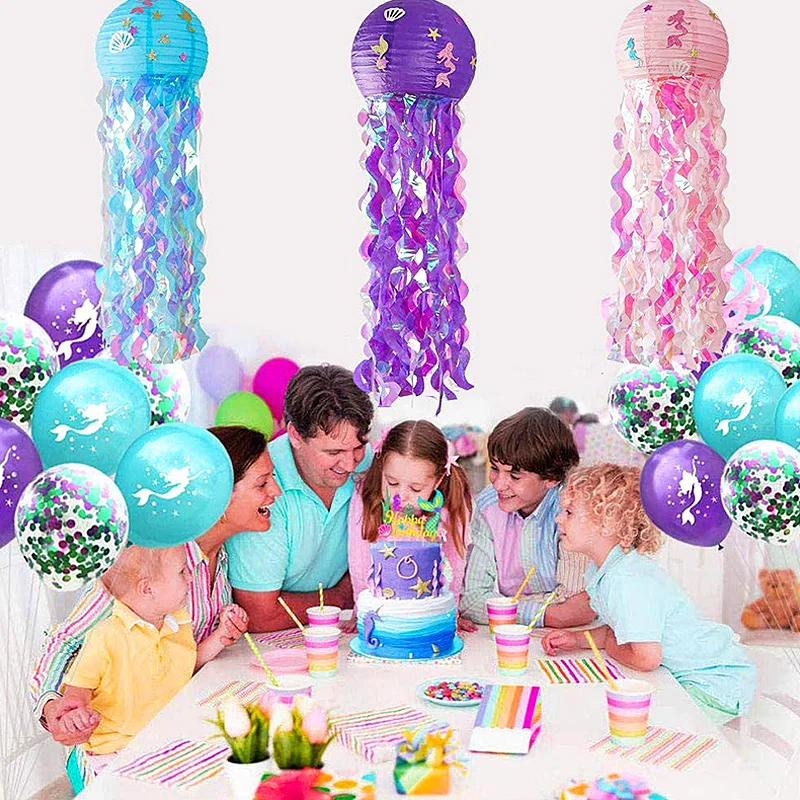 

High Quality Hanging Jellyfish Paper Lantern Ornament Wedding Birthday Mermaid Under the Sea Party Handmade Decor Theme Supplies