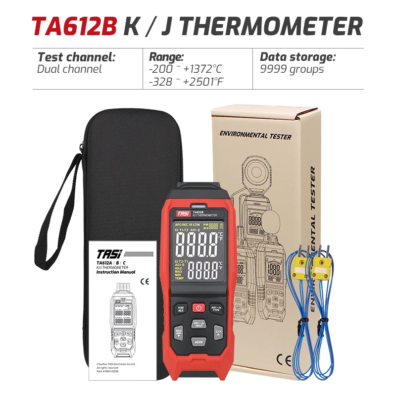 

TASI TA612A TA612B TA612C Термометр Контактная цифровая термопара Тестер температуры K/J Термометр C/F Измерительные инструменты