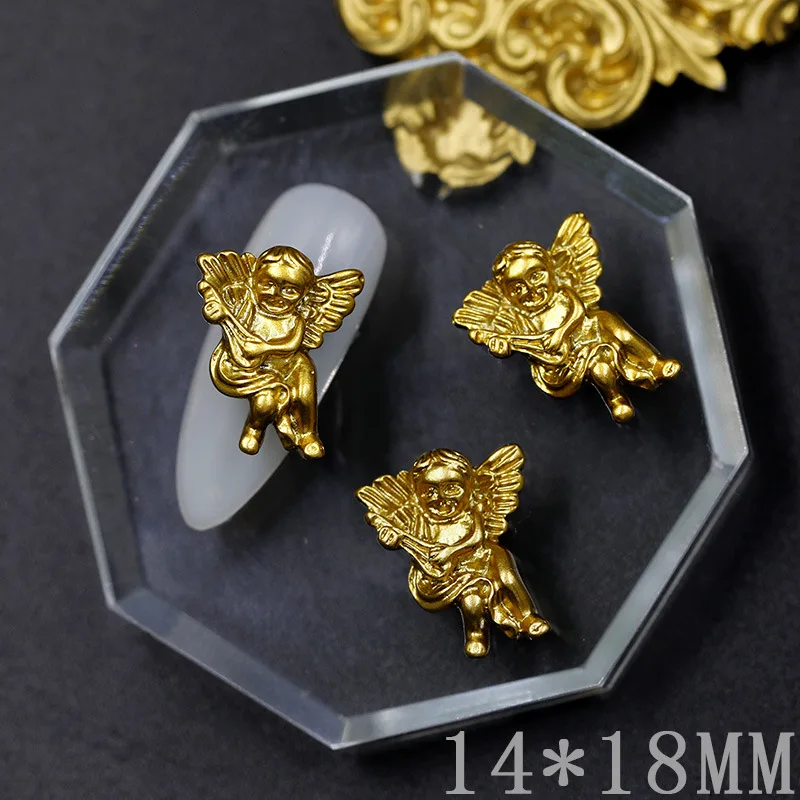 

10Pcs Baroque Angel Baby Nail Art Decoration Classical Pearl Resin Cupid Manicure Charms Part Jewelry 3D Design Nail Accessories