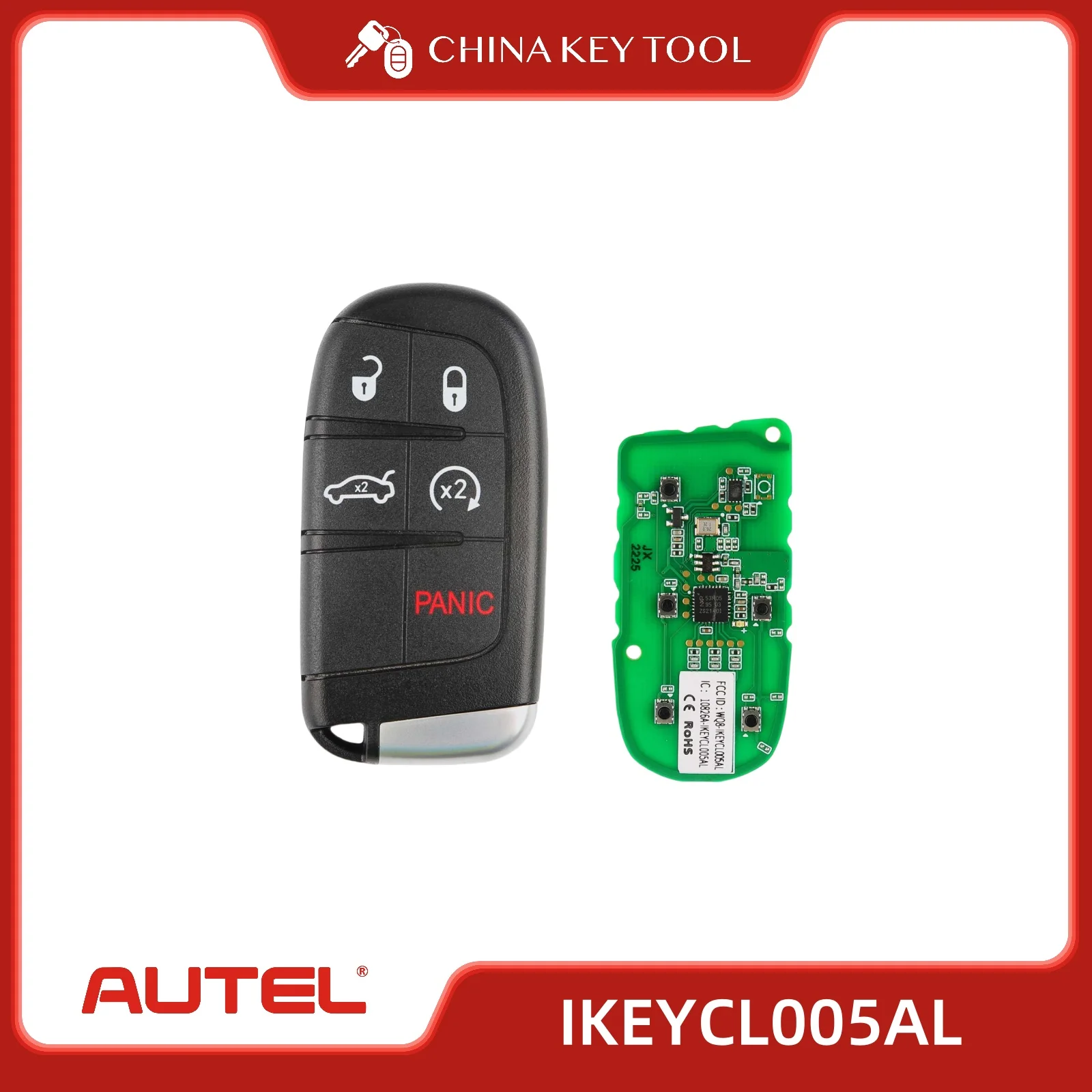 

1 шт. Autel IKEYCL005AL CL005AL универсальный дистанционный смарт-ключ 5 кнопок для Chrysler Autel смарт-ключ для KM100 IM508 IM608 KM100E