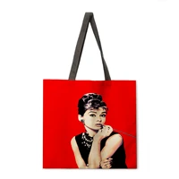 womens shopping bag angel hepburn printed shoulder bag leisure womens large capacity shopping bag designer handbag