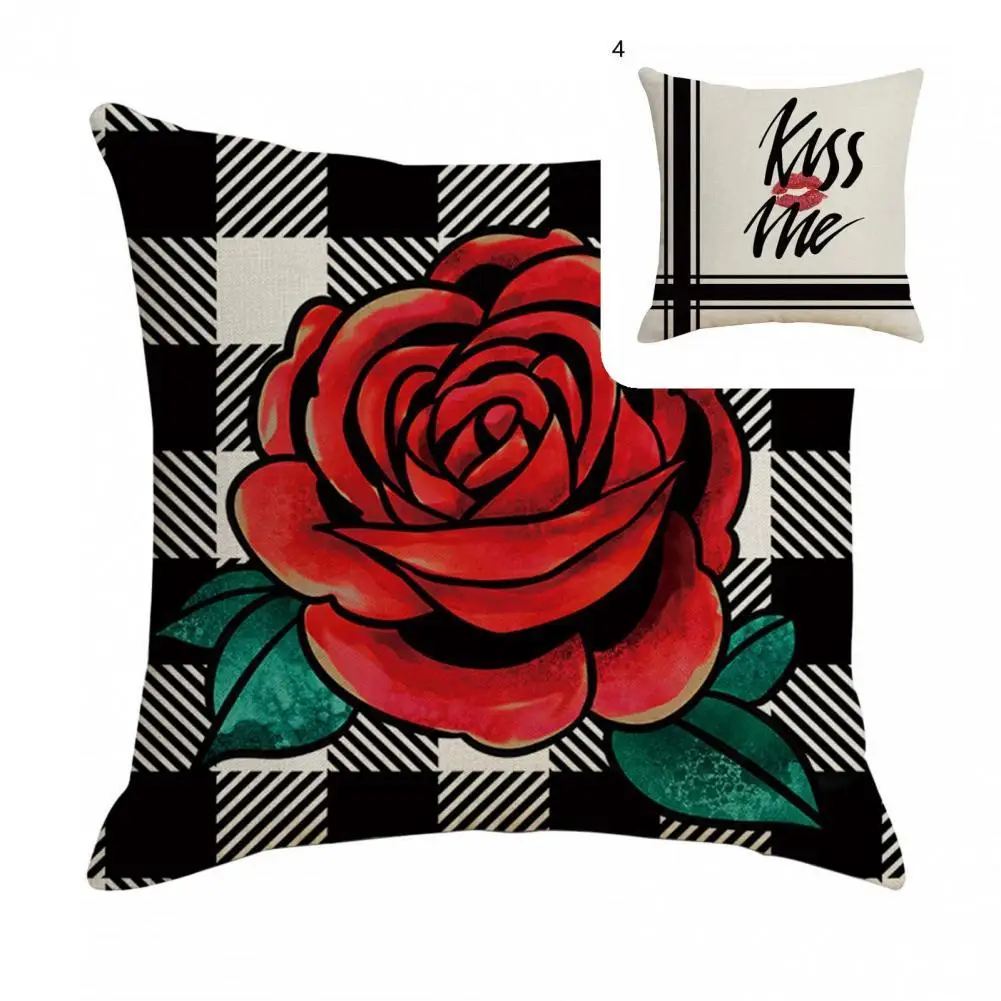 

Square Durable Sofa Couch Heart Shaped Pillow Sham Flax Pillow Sham No Burr for Bedroom