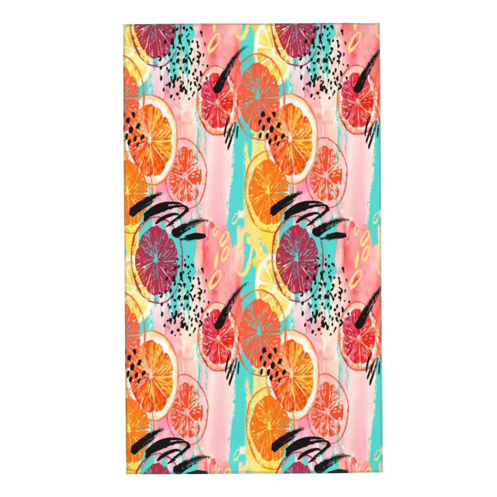 

Face Towel Watercolor orange, lemon, grapefruit exotic fruits on pink teal striped Soft Bath Hotel Spa Gym Sport Hand Towelsба