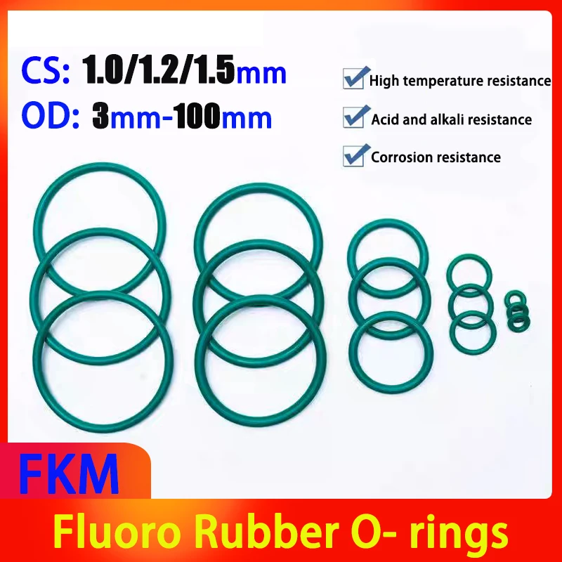 

CS 1,0 мм/1,2 мм/1,5 мм наружный диаметр 3 мм-100 мм FKM зеленые уплотнительные кольца из фторокаучука витонское сальник прокладка фторэластомерное круглое уплотнительное кольцо