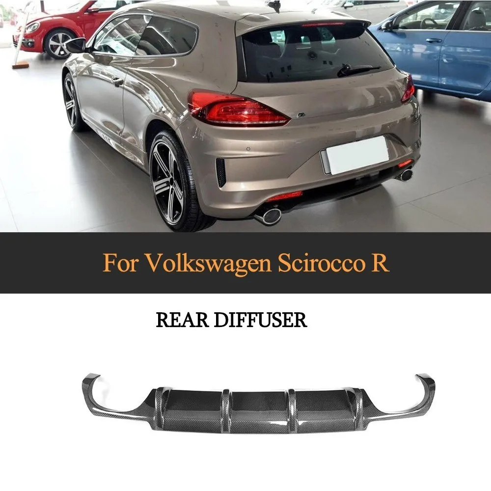 

Бампер для Volkswagen VW Scirocco R R20 2015-2018, Автомобильный задний диффузор из углеродного волокна, спойлер, двойной выхлоп, четыре выхода
