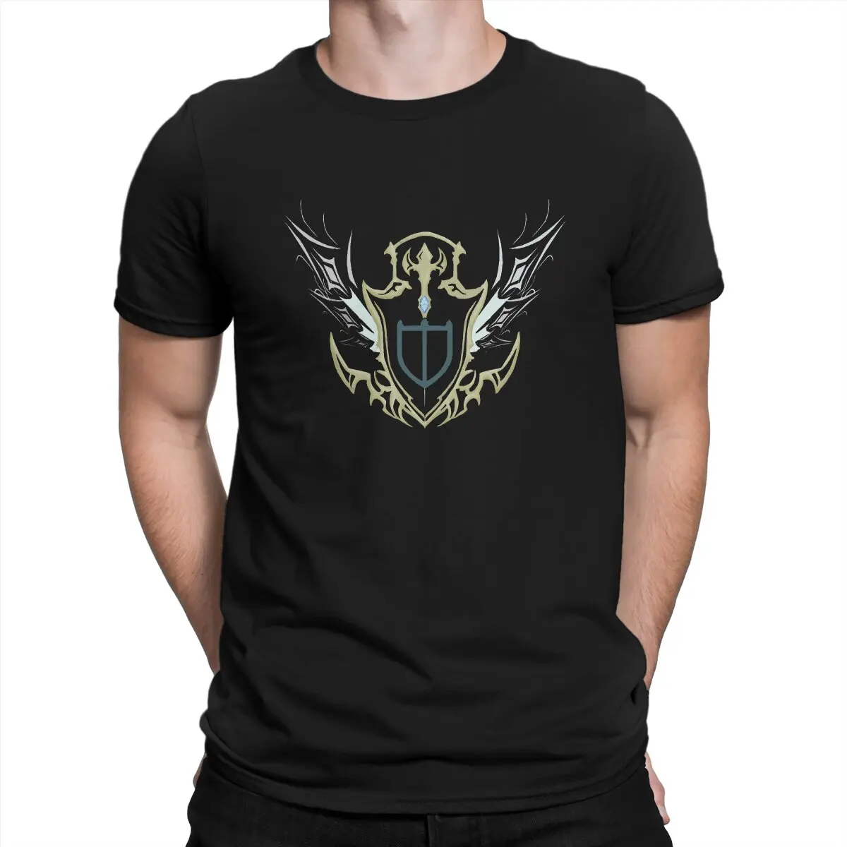 

Shield Men T Shirt Final Fantasy A Brave Man to Send Awesome Tees Short Sleeve Crewneck T-Shirt Cotton Printed Clothes