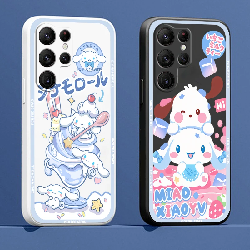 

Liquid Rope Cover Sanrio Cinnamoroll Cartoon Phone Case For Samsung Galaxy S23 S22 S21 S20 FE S10 Plus Lite Ultra 5G Funda