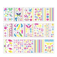 115pcs creative fluorescent flower arm tattoo face paste waterproof feather tattoo arm luminous cool temporary tattoo stickers
