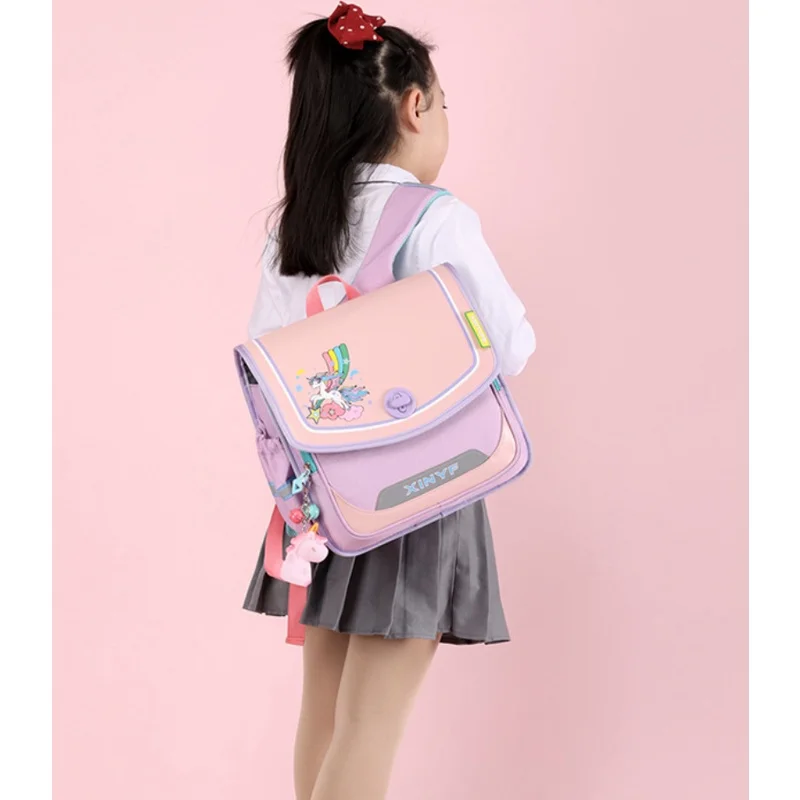 New Grade 1-4 Children Horizontal British Style Schoolbags Girls Boys Primary School Students Unicorn Dinosaur Backpacks Hot