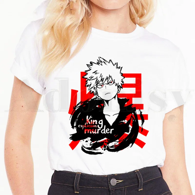 

Boku No Hero My Hero Academia Deku Bakugou Anime T Shirts Women's T-shirt Short Sleeve Female Tops Tees Harajuku Vintage