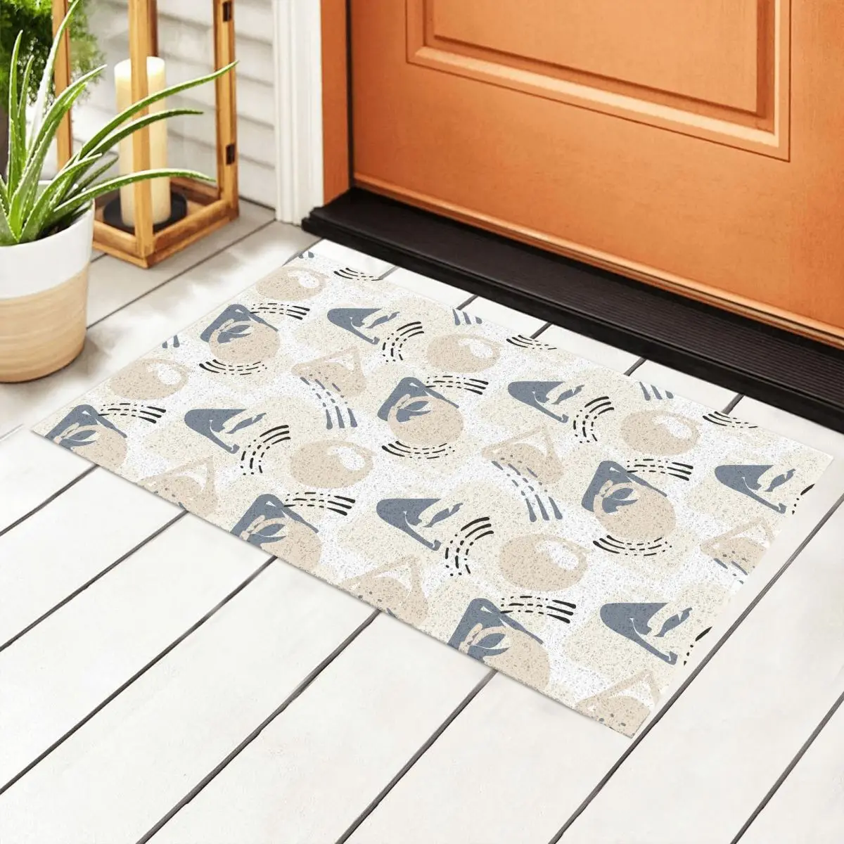 

Door Bathroom Kitchen Toilet Check Stripe Printing Non-Slip And Waterproof Door Mats Are Moderately Hard And Easy To Clean