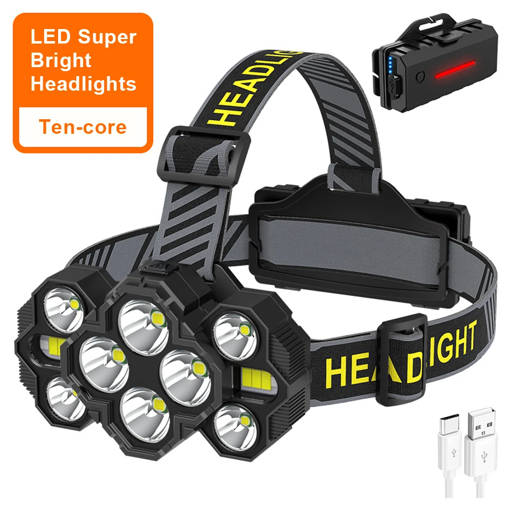 

Headlamp Rechargeable Fishing Headlight Portable Head Lamp Night Light Waterproof Warning Wearable Without Battery