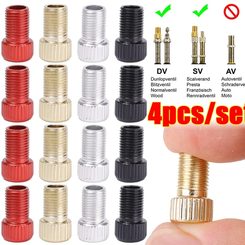 

1/4PCS Aluminum Alloy Bike Valve Adapter Convert Presta To Schrader Valve Bicycle Pump Air Nozzle Tube Tools Bicycle Accessories