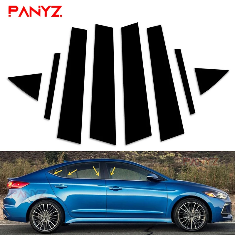 

8Pcs Car Pillar Posts Decorative Panel Sticker Door Window Trim Cover Accessories for Hyundai Elantra Sedan 2017 2018 2019 2020