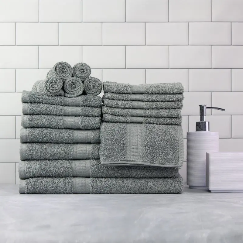 

18-Piece Bath Towel Set, School Grey