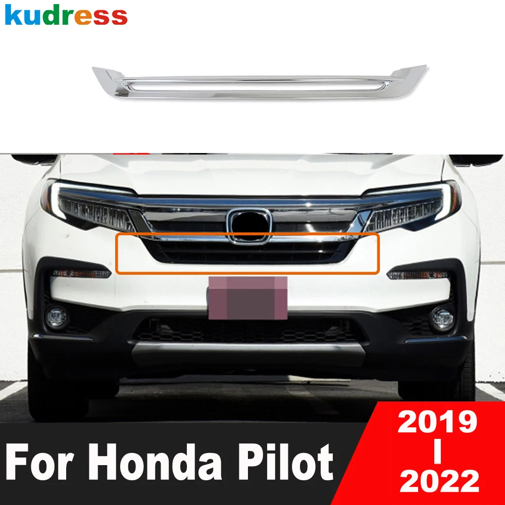 

For Honda Pilot 2019 2020 2021 2022 SUV ABS Chrome Front Grille Grill Cover Trim Racing Bumper Molding Strip Car Accessories