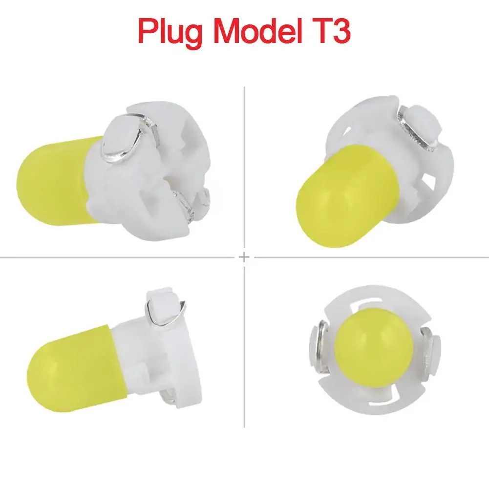 10Pcs Super Bright T3 T4.2 T4.7 COB Led Bulb CANbus Car Interior Lights Indicator Dashboard Central Control Lamp Instrument - купить по