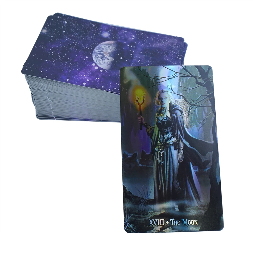 

Shining Holographic Tarot Cards Deck with PDF Guidebook for Beginners Divination Cards Board Games Oracle Deck Fairy Spiritual