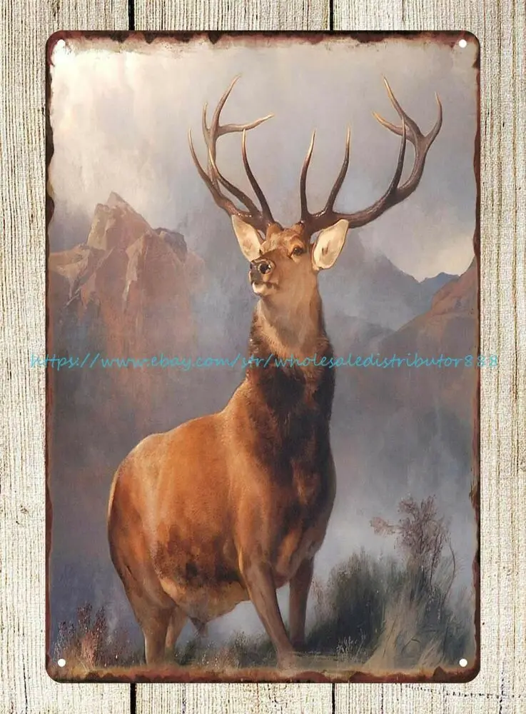 

Monarch of the Glen deer stag Edwin Landseer 1851 tin sign bar club metal signs