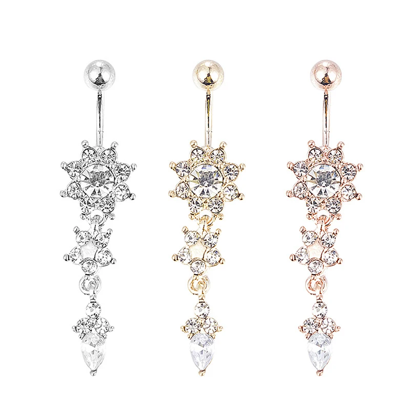 Crystal Belly Button Ring Barbell Dangle Pendant Body Piercing Nombril Ombligo Buckle Men's Women's Jewelry |