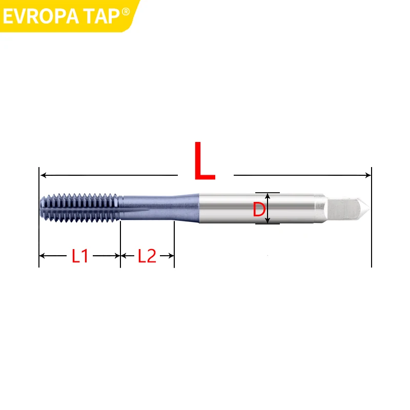EVROPA TAP HSSE-M42 Стандартный рулонный метчик JIS M3 M4 M5 M6 M7 M8 M9 M10 M11 M12 Машинные метчики с резьбой для алюминиевой стали