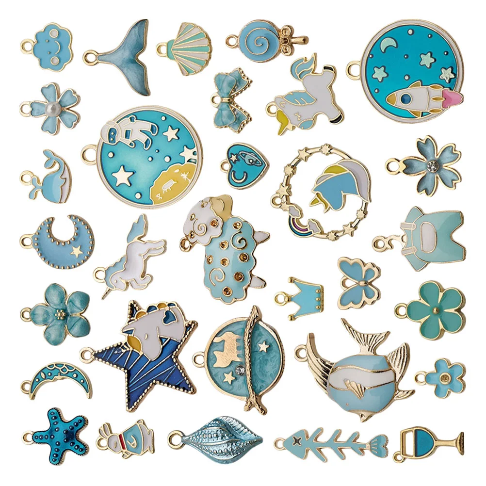 

31PCS Series Alloy Pendant DIY Hand Chain Accessory Stylish DIY Jewelry Pendant Creative Earring Necklace Pendant for