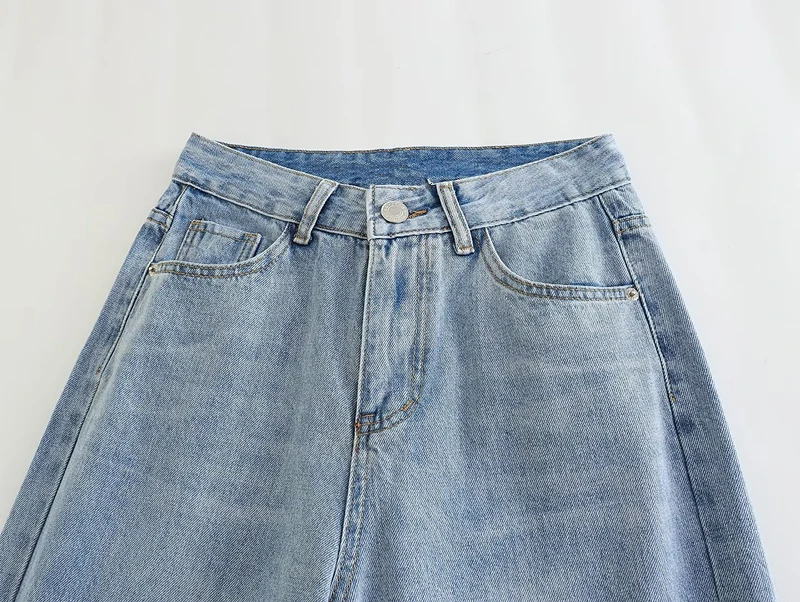 Jenny&Dave American Style Retro Girls Washed High Waist Loose Mom Jeans Fashion Blue Boyfriend Harem Jeans Women