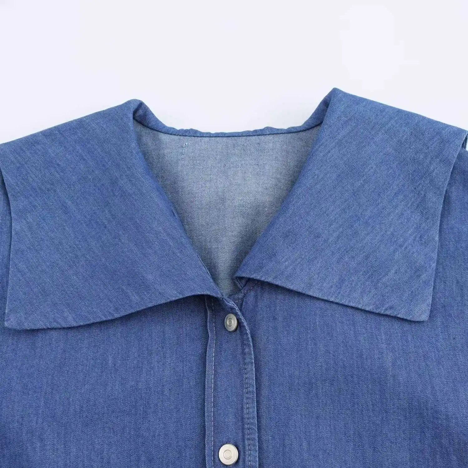 Повседневная однотонная джинсовая рубашка для женщин с v-образным вырезом Sll Match