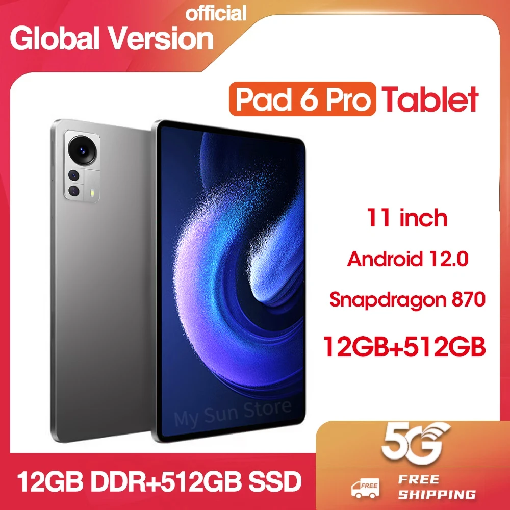

Original Pad 6 Pro 2023 Android Tablet PC 11 Inch Snapdragon 870 12GB 512GB 120Hz Screen 10000mAh tablet android 12 5G WIFI Pad