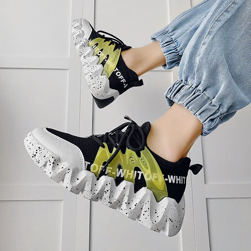 

Кроссовки мужские сетчатые на платформе, дышащие спортивные сникерсы на шнуровке, стиль пэчворк, повседневная дизайнерская обувь, 2022