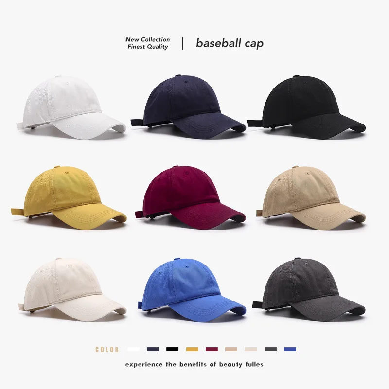 Baseball Cap for Women Outdoor Curved Brim Soft Top Men's Hat Versatile Yellow Face Displaying Small Glossy Plate Monochrome Cap