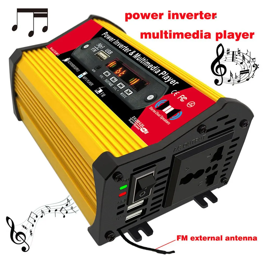 

12V To 220V/110V Car Inverter Power Supply 300W With Multimedia Player MP3 Music Radio Built-in Media Player Durable Radio